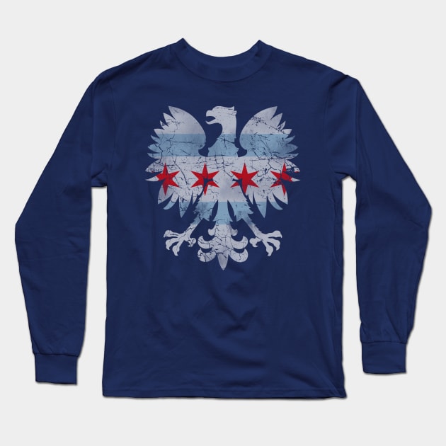 Vintage Chicago Flag Polish Eagle Heritage Long Sleeve T-Shirt by E